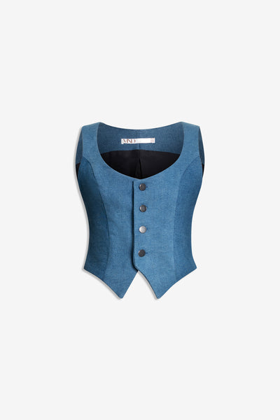 GINNI TOP - BLUE MND denim, top, y2k